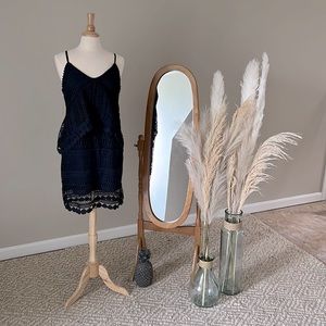 Navy Eyelet Lace Dress Size L by 19 Cooper